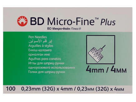 BD Micro-Fine Plus Needle 4mm 100'sv