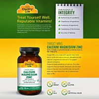 Country Life Calcium Magnesium & Zinc Tablet With Vitamin D For Bone & Immune Health, Pack of 90's Country Life Calcium Magnesium & Zinc Tablet With Vitamin D For Bone & Immune Health, Pack of 90's