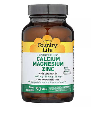 Country Life Calcium Magnesium & Zinc Tablet With Vitamin D For Bone & Immune Health, Pack of 90's