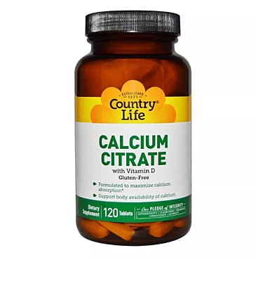 Country Life Calcium Citrate With Vitamin D Tablets For Bone Health, Pack of 120's